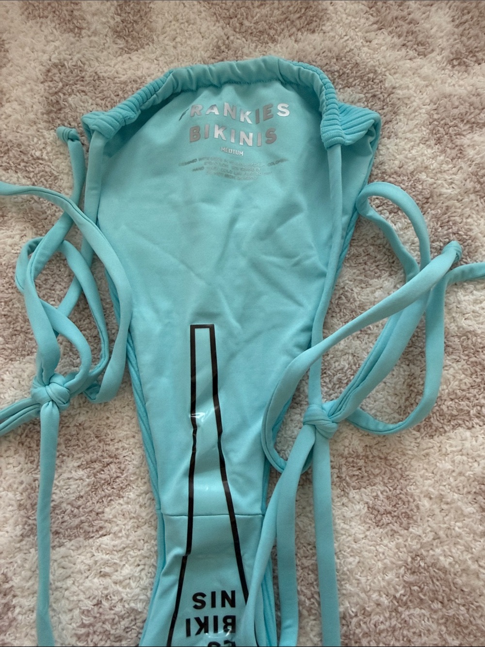New Frankie’s Bikinis Tia Ribbed Bikini Bottoms Aquamarine Medium - Picture 3 of 3
